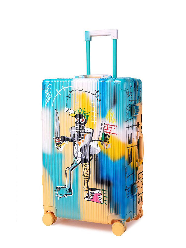 Graffiti Luggage In Blue Four Sizes - Classic Stripe 1.0