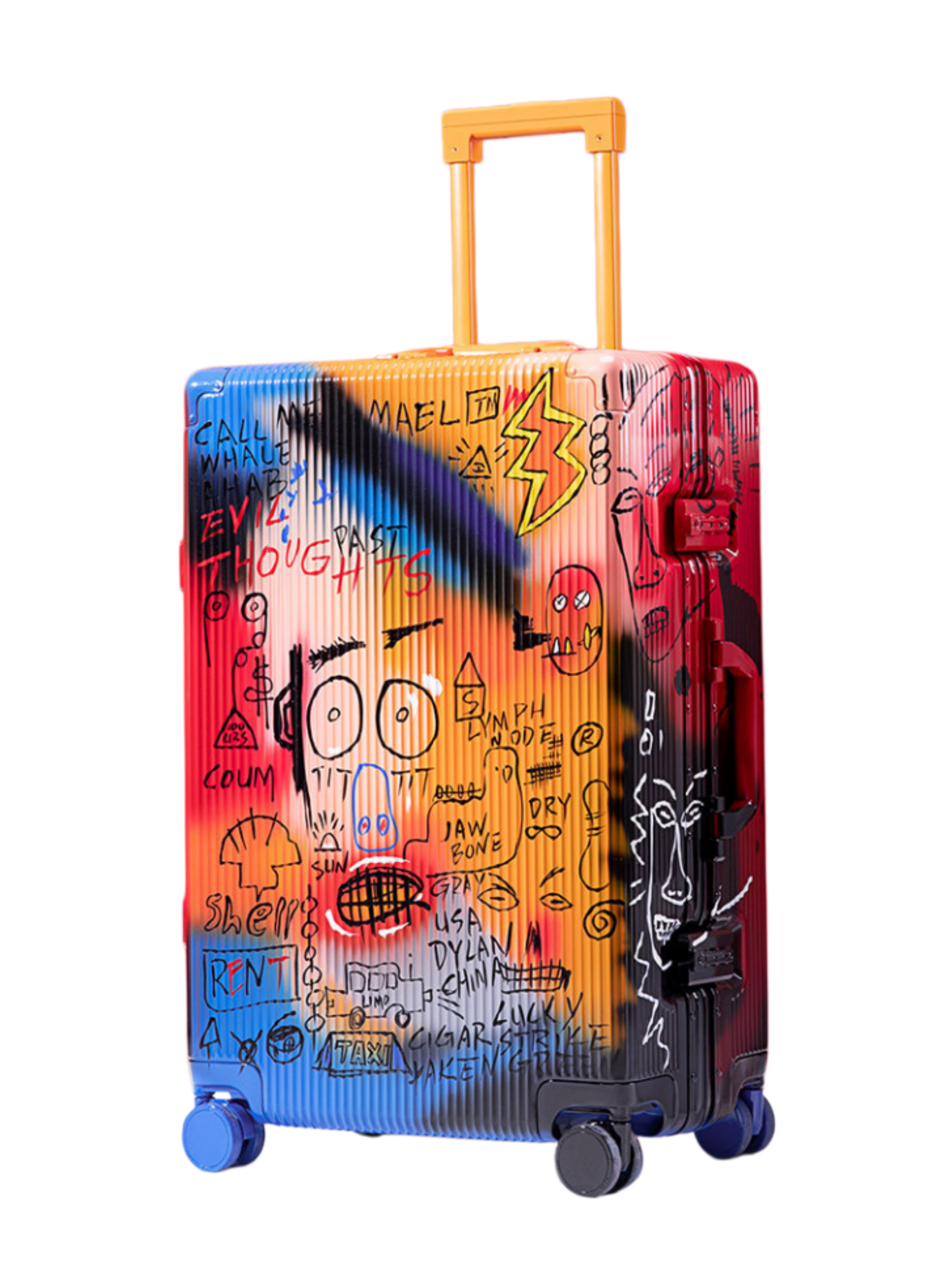 Graffiti Luggage Orange/Red/Black Four Sizes - Classic Stripe