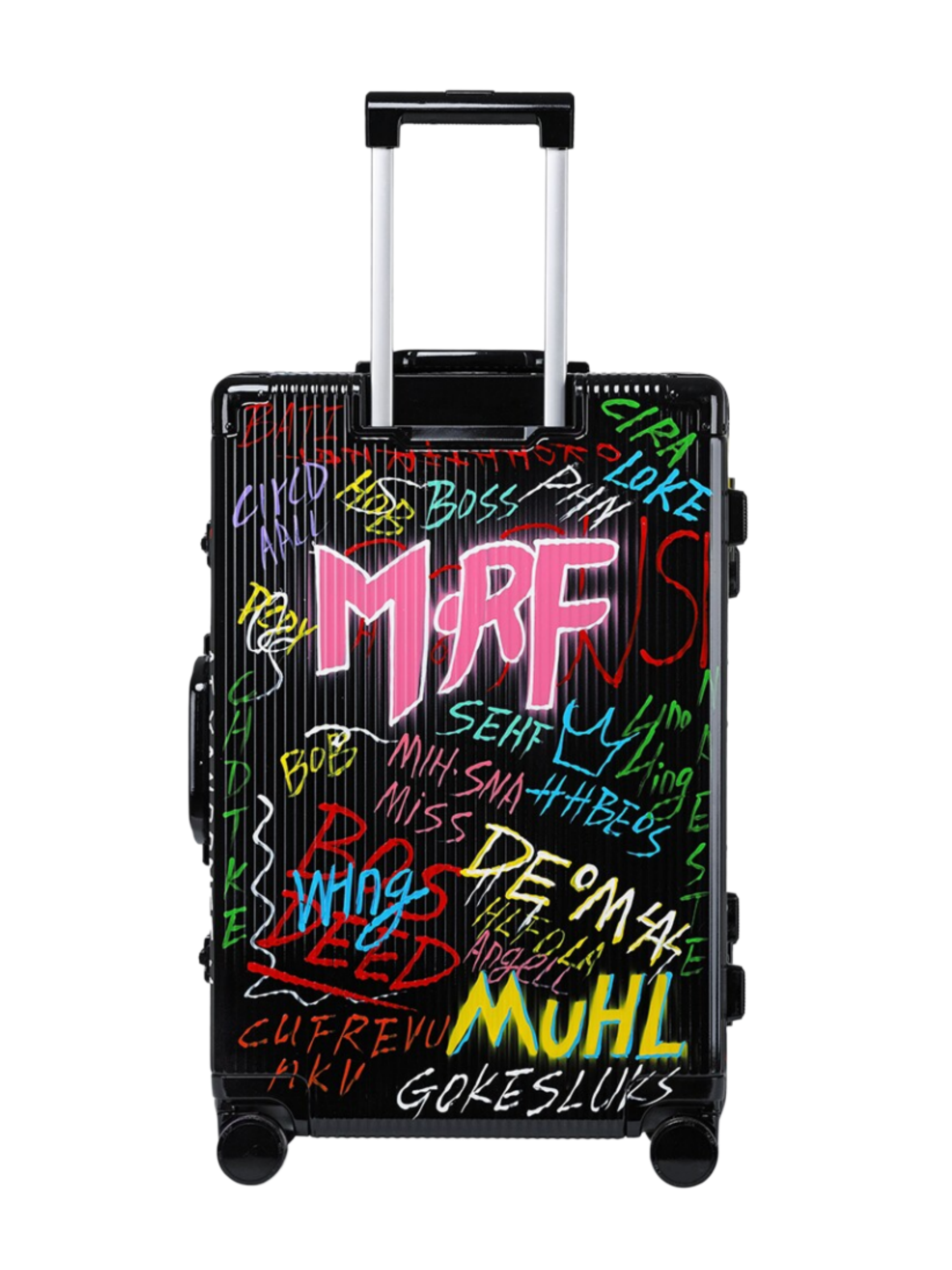 Graffiti Luggage In Black Four Sizes - Classic Stripe 1.0
