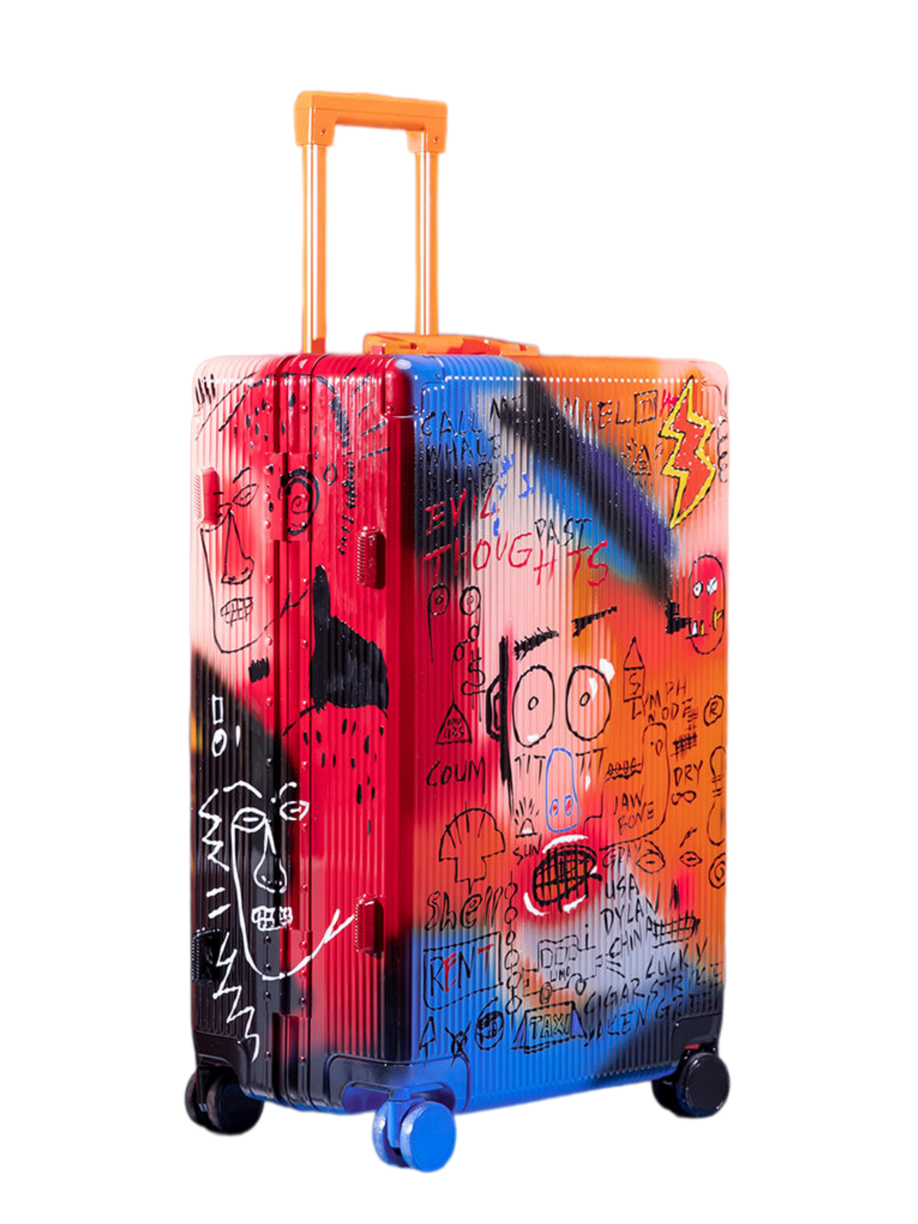 Graffiti Luggage Orange/Red/Black Four Sizes - Classic Stripe