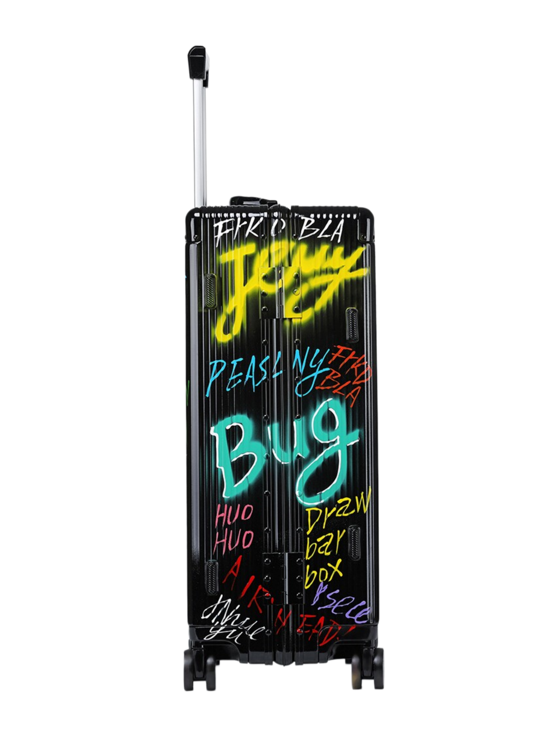 Graffiti Luggage In Black Four Sizes - Classic Stripe 1.0