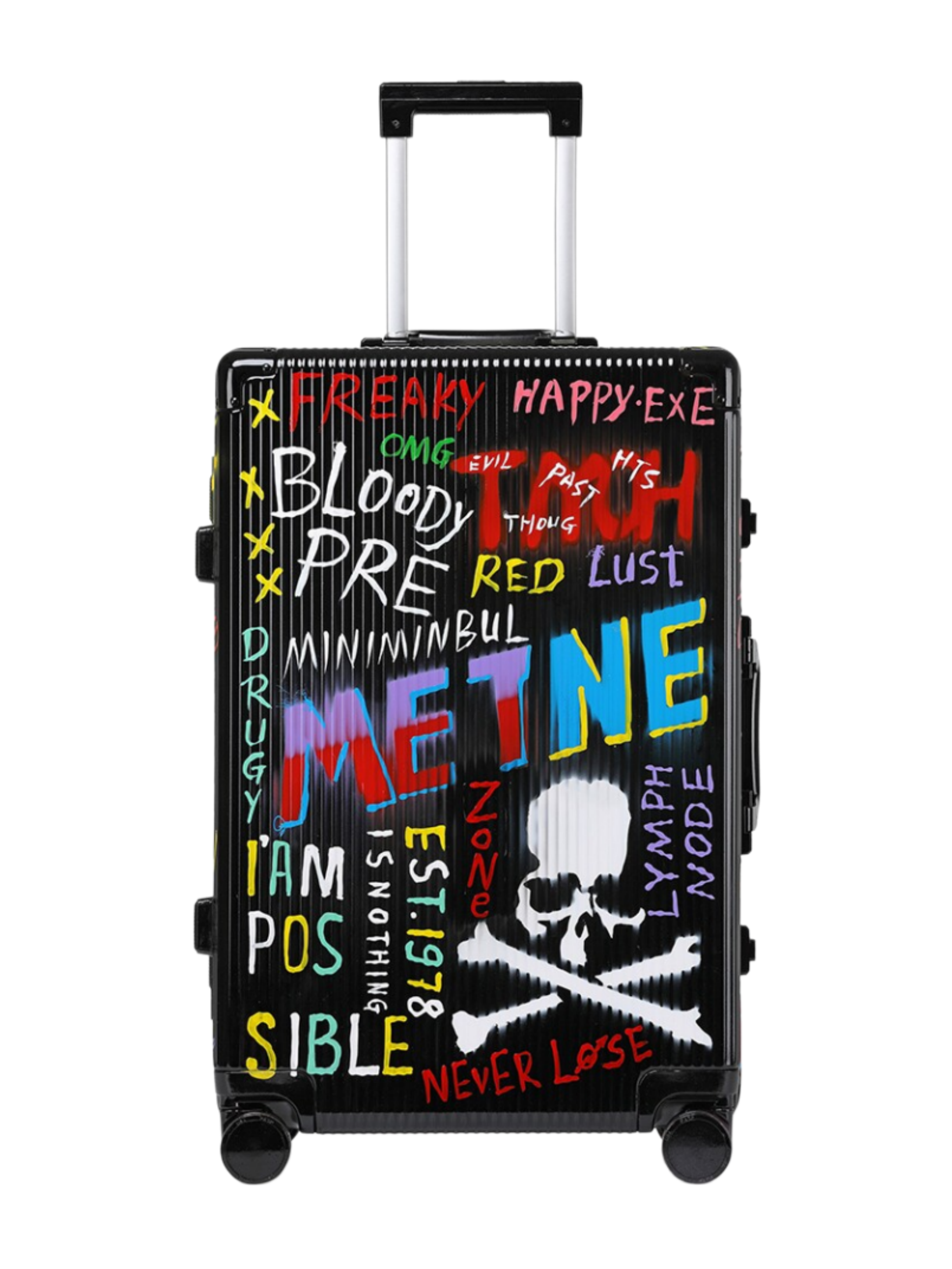 Graffiti Luggage In Black Four Sizes - Classic Stripe 1.0