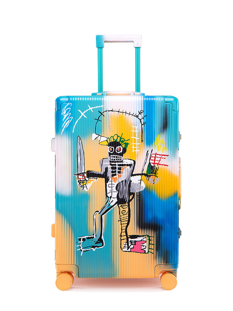 Graffiti Luggage In Blue Four Sizes - Classic Stripe 1.0