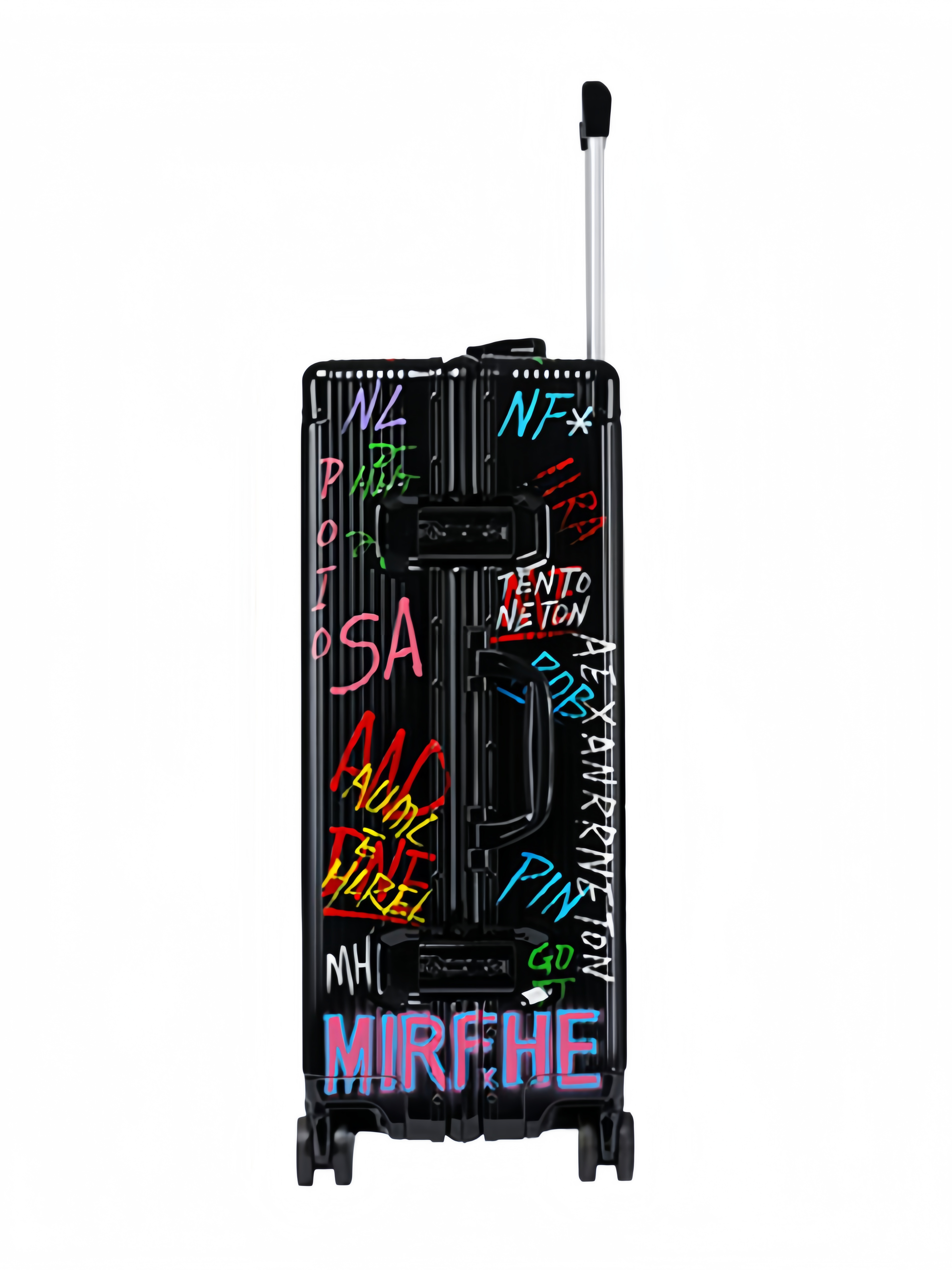 Graffiti Luggage In Black Four Sizes - Classic Stripe 1.0