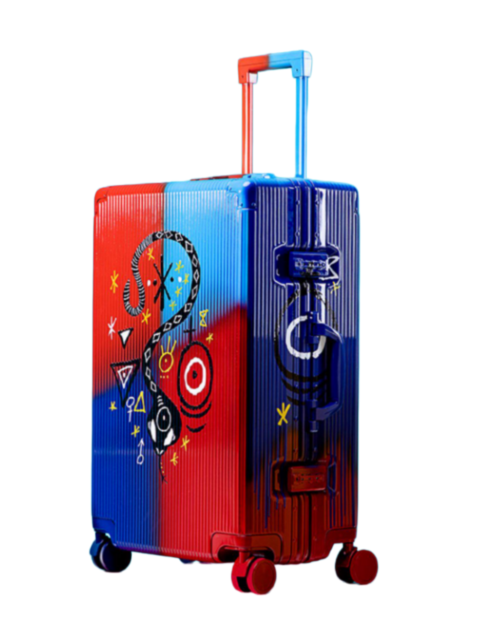 Snake Luggage Red/Blue/Purple Four Sizes - Classic Stripe