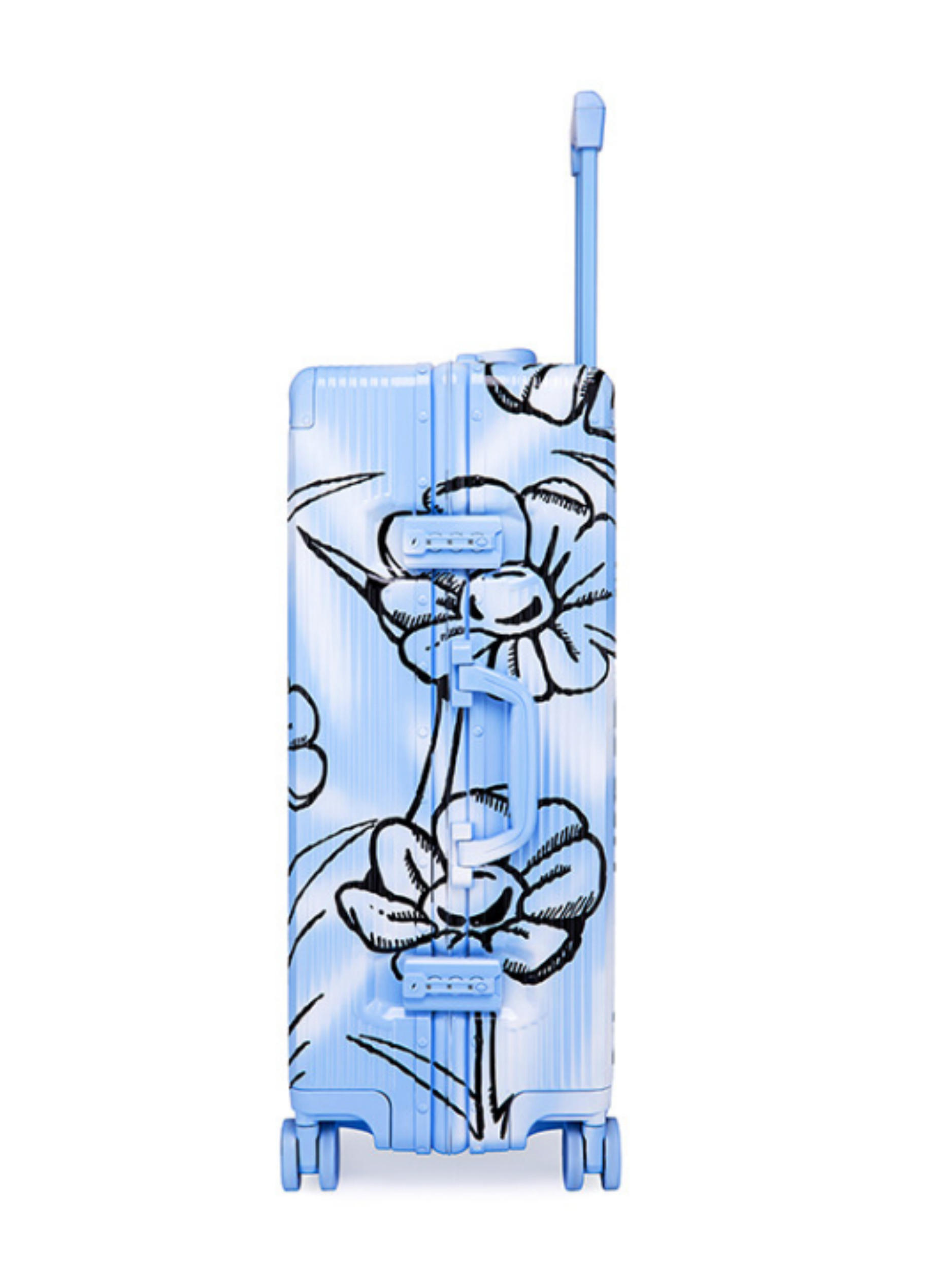Flower Luggage In Blue Four Sizes - Classic Stripe