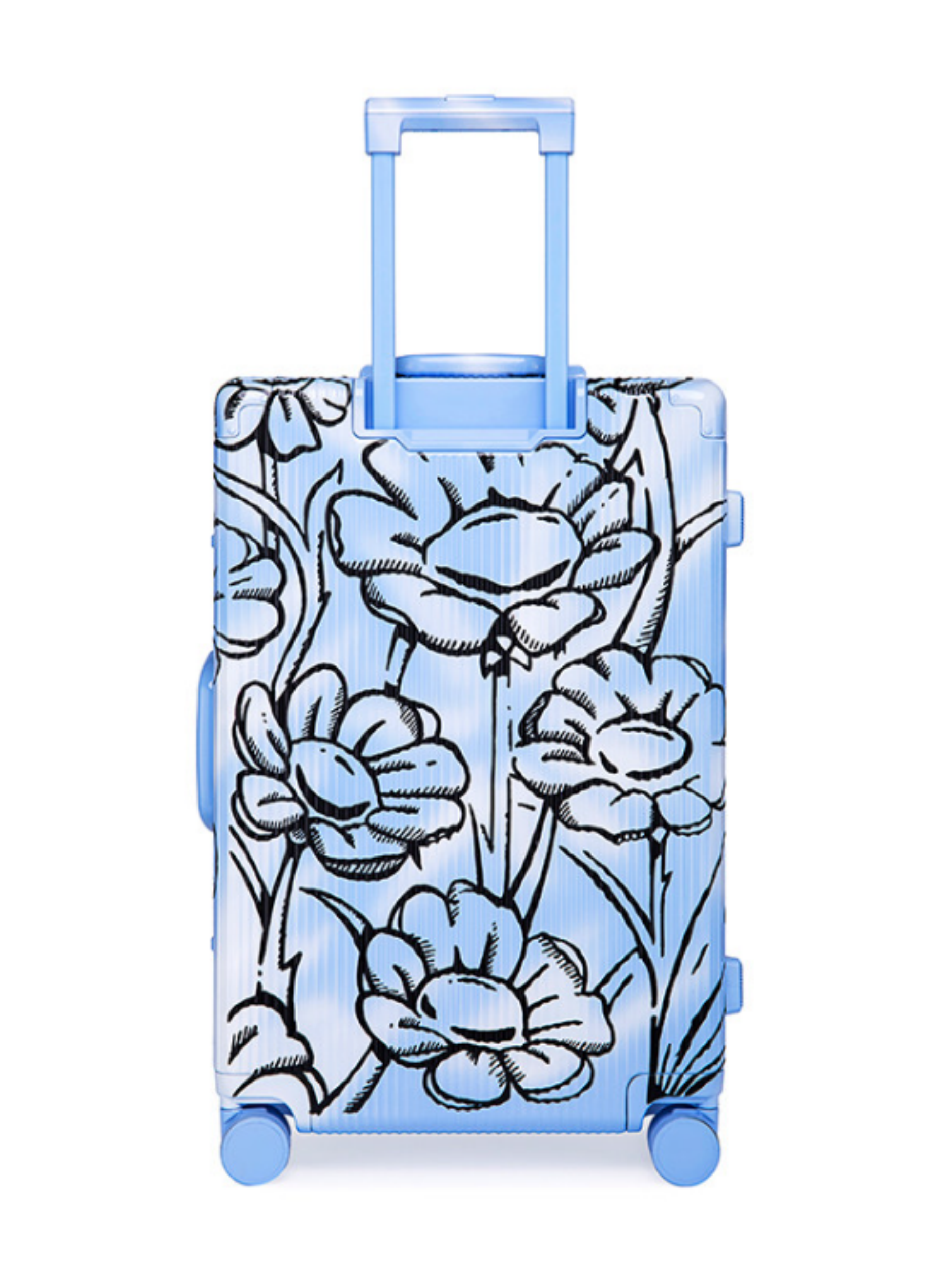 Flower Luggage In Blue Four Sizes - Classic Stripe